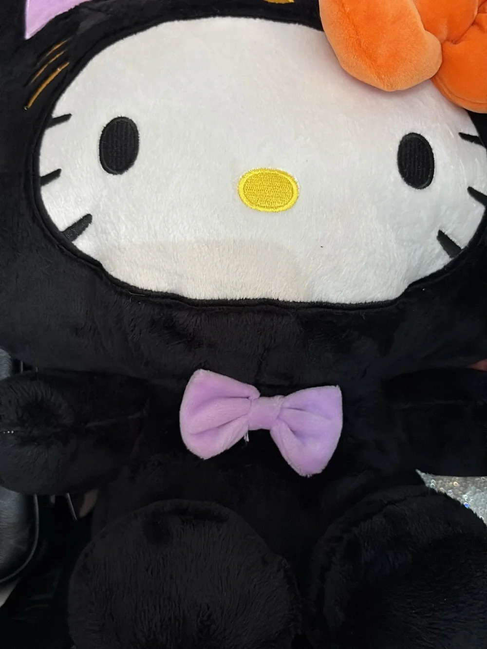 Hello Kitty Plush in Black with Purple and Orange Accents